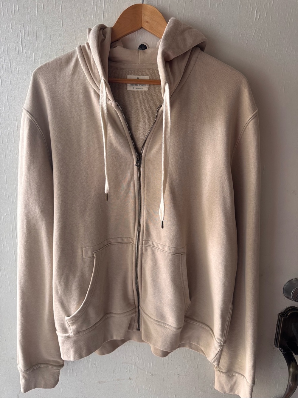 Women's Zip-Up Hoodie Sweatshirt - Beige